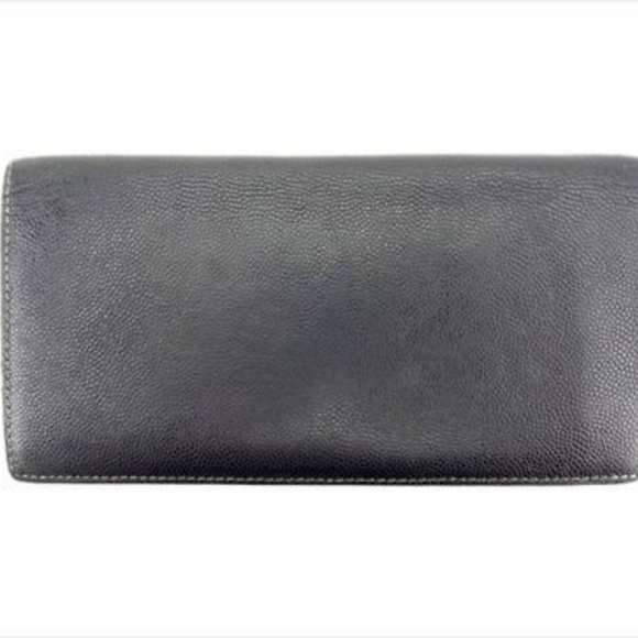 Cartier Wallet Purse Long Wallet Black Silver Mens Authentic Used T7084 - Picture 2 of 9